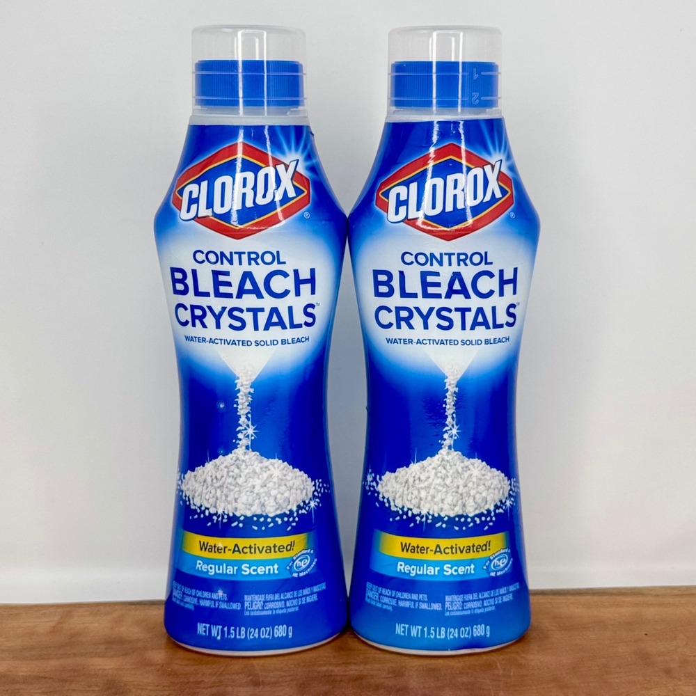 2 Pack Clorox Control Bleach Crystals Water-Activated Regular Scent 24oz Bottles